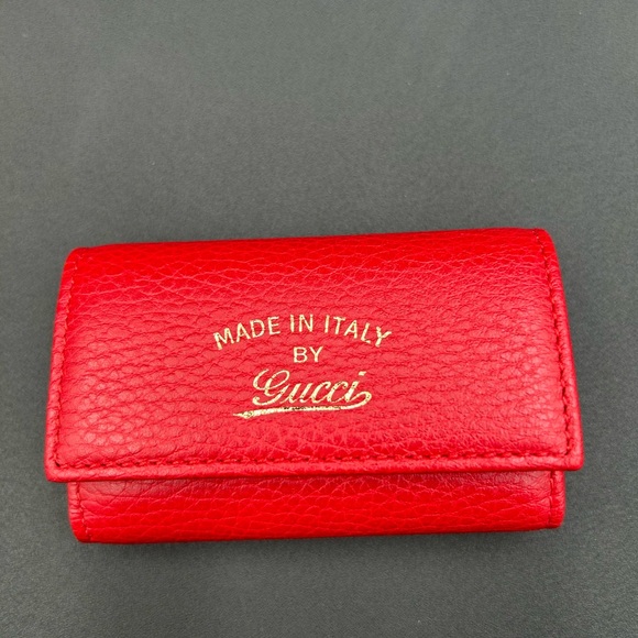 Authentic Gucci Key Case Color Red Women Fashion W 9.5cm H 7cm D 1cm - Picture 10 of 14
